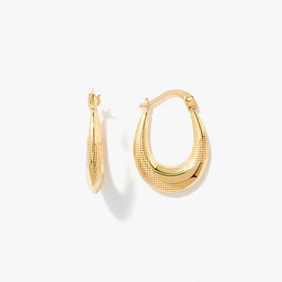 Oval Hoop Earrings in 10K Yellow Gold