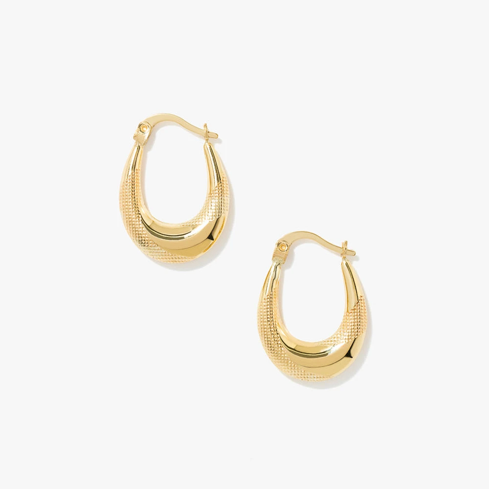 Oval Hoop Earrings in 10K Yellow Gold