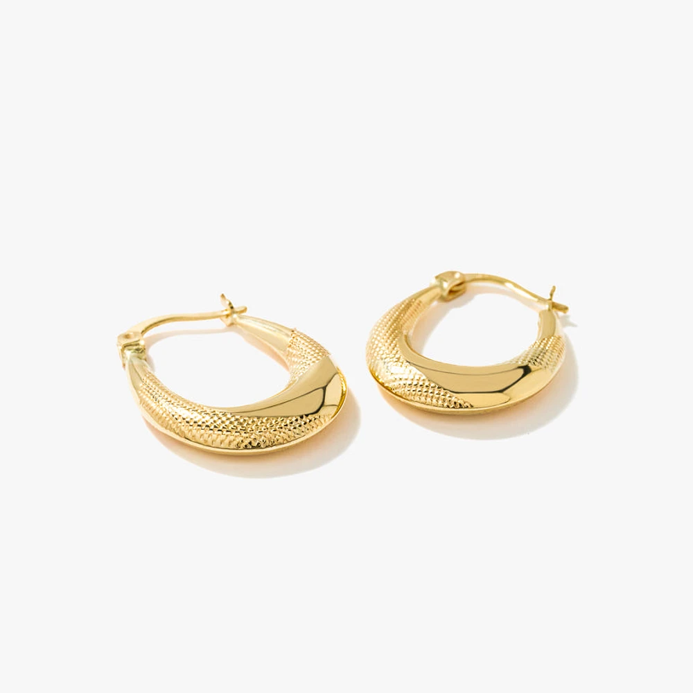 Oval Hoop Earrings in 10K Yellow Gold