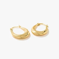 Oval Hoop Earrings in 10K Yellow Gold