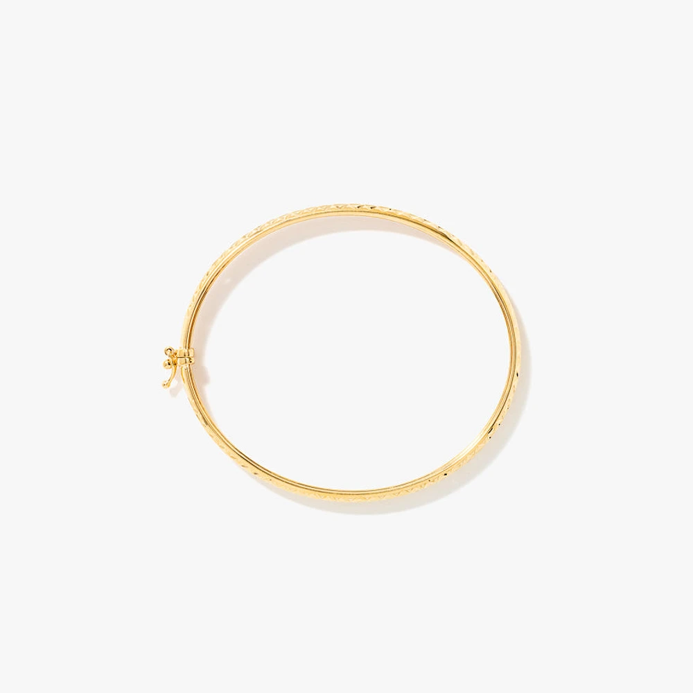 10K Gold Diamond-Cut Dome Flex Bangle (65x56mm)