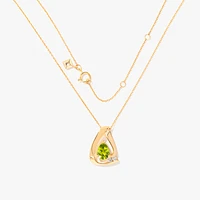 Pear Shaped Peridot Necklace in 10K Yellow Gold