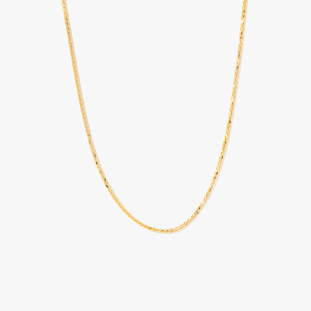 10K Diamond Cut Yellow Gold Round 1.3mm Wheat Chain (18")