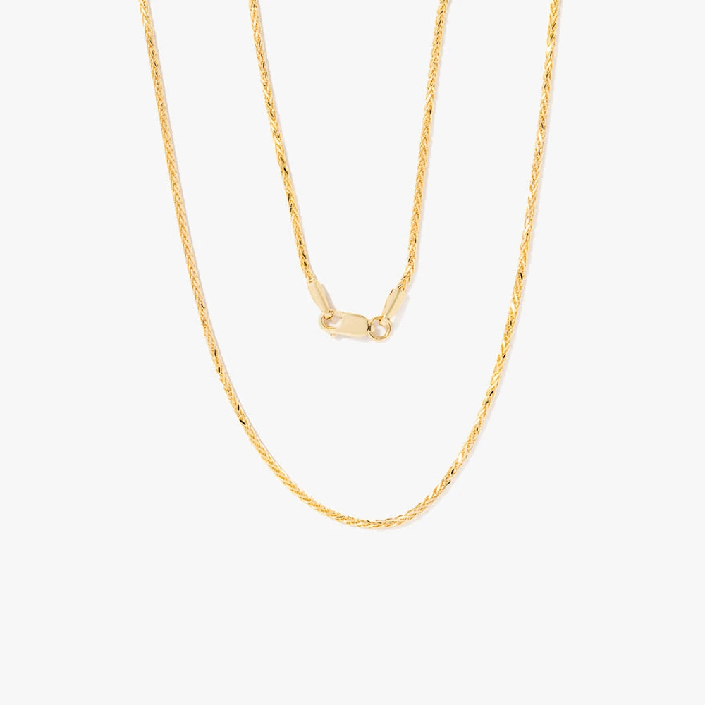 10K Diamond Cut Yellow Gold Round 1.3mm Wheat Chain (18")