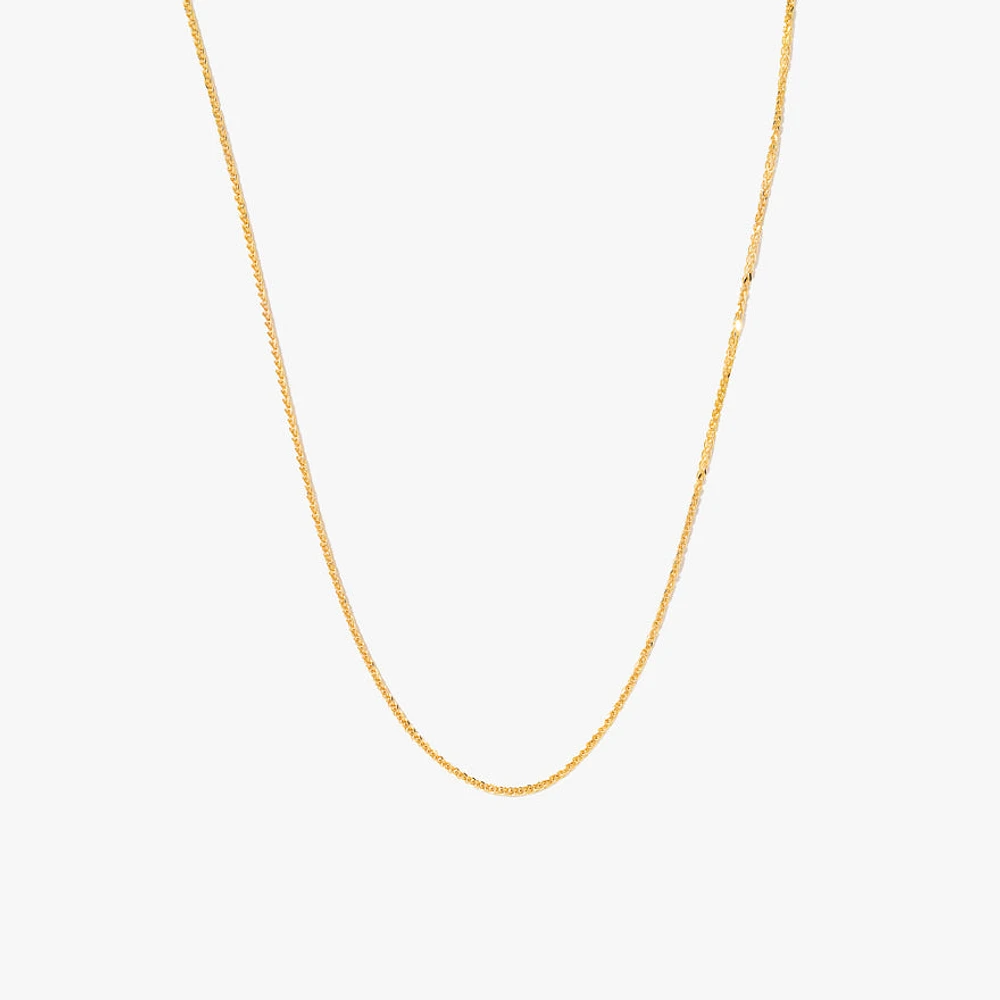 10K Yellow Gold Diamond Cut Square 0.7mm Wheat Chain (18")