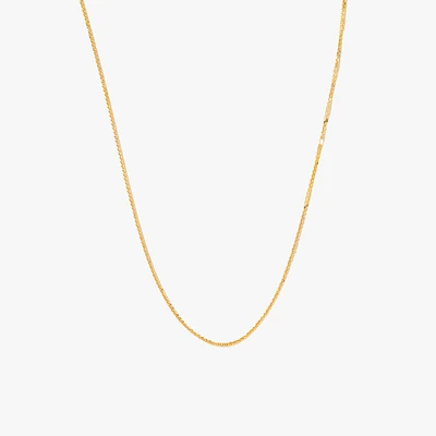 10K Yellow Gold Diamond Cut Square 0.7mm Wheat Chain (18")