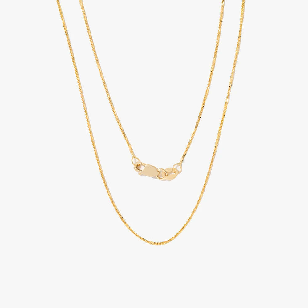 10K Yellow Gold Diamond Cut Square 0.7mm Wheat Chain (16")