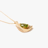 Pear Shaped Peridot Necklace in 10K Yellow Gold