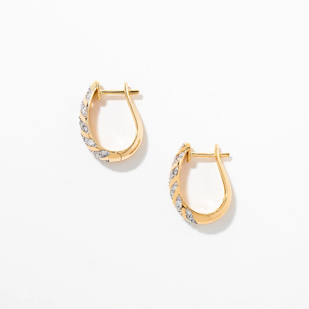 Diamond Cluster Hook Earrings in 10K Yellow Gold (0.50 ct tw)