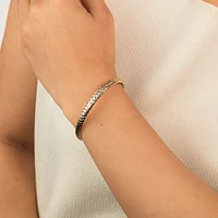 10K Gold Diamond-Cut Dome Flex Bangle (65x56mm)