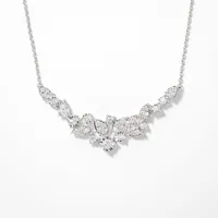 Diamond Cluster Necklace in 10K White Gold (1.00 ct tw)