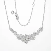 Diamond Cluster Necklace in 10K White Gold (1.00 ct tw)