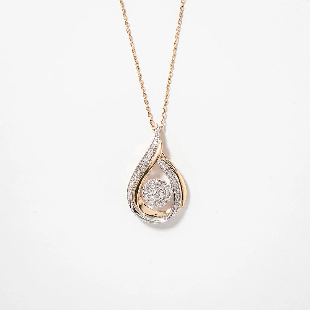 Diamond Cluster Necklace in 10K Yellow and White Gold (0.33 ct tw)
