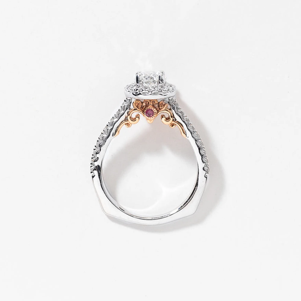 Oval Diamond Engagement Ring 18K White and Rose Gold (1.45 ct tw)
