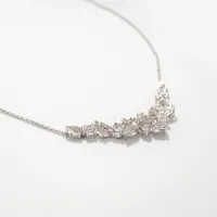 Diamond Cluster Necklace in 10K White Gold (1.00 ct tw)