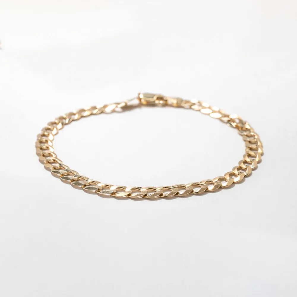 Men's Concave Curb Bracelet in 10K Yellow Gold