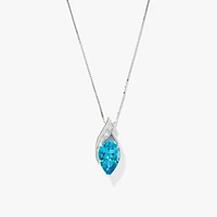 Blue Topaz Pendant Necklace in 10K White Gold