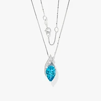 Blue Topaz Pendant Necklace in 10K White Gold