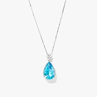 Blue Topaz Pendant Necklace in 10K White Gold