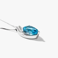 Blue Topaz Pendant Necklace in 10K White Gold