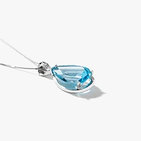 Blue Topaz Pendant Necklace in 10K White Gold