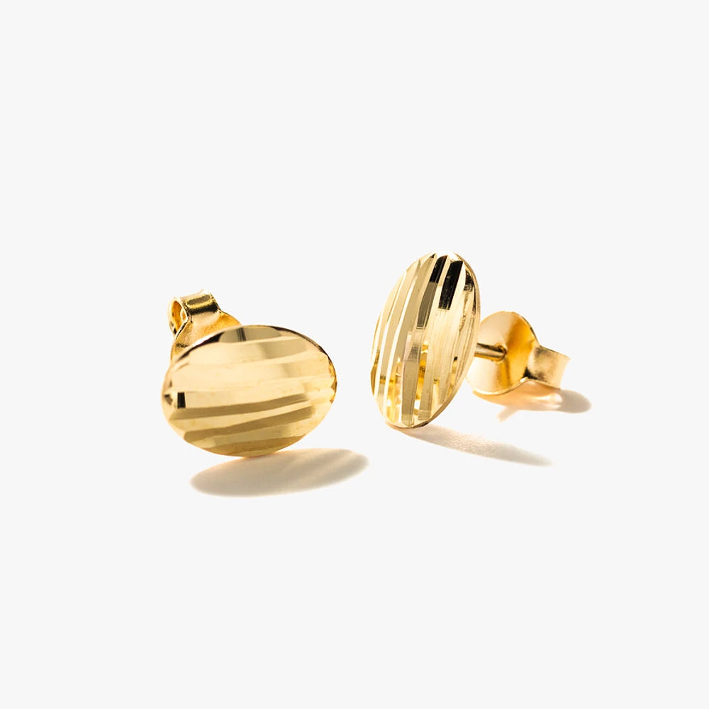 Oval Stud Earrings in 10K Yellow Gold