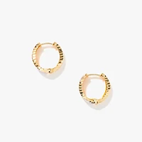 Diamond Cut Hoop Earrings 10K Yellow and White Gold