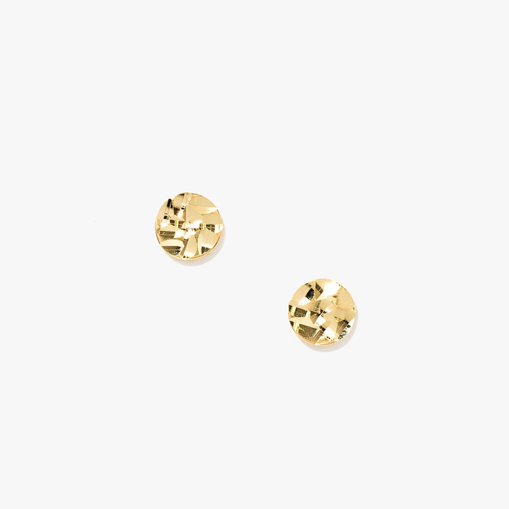 Diamond Cut Stud Earrings in 10K Yellow Gold