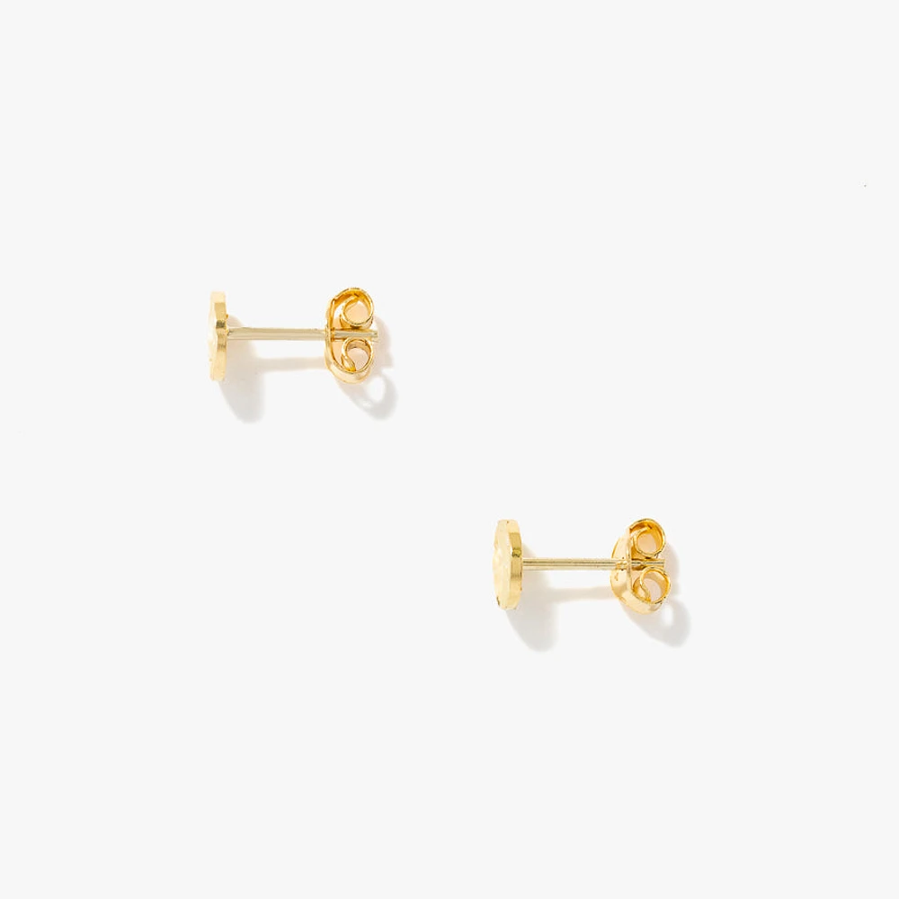 Diamond Cut Stud Earrings in 10K Yellow Gold