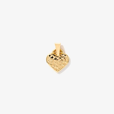 Diamond Cut Heart Pendant in 14K Yellow and White Gold