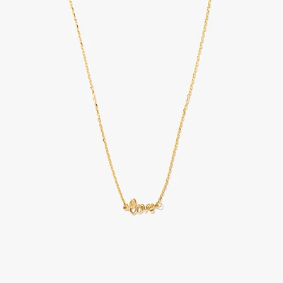 10K Yellow Gold "Love" Script Necklace