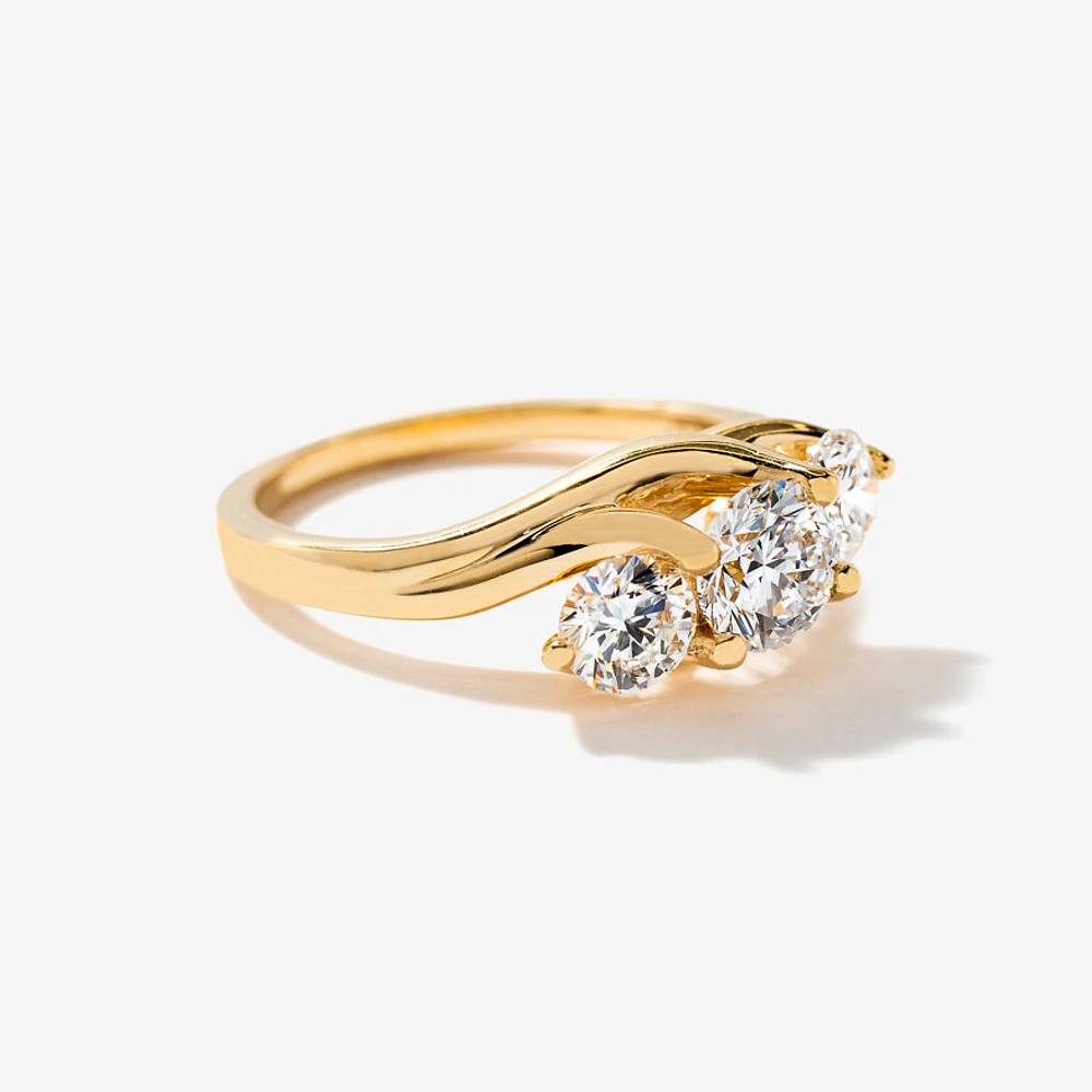 Three Stone Lab-Grown Diamond Engagement Ring in 14K Yellow Gold (1.50