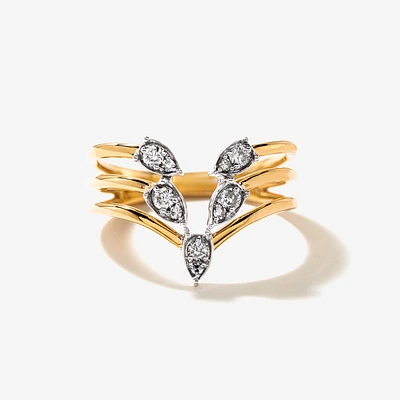 Diamond Cluster Ring 10K Yellow and White Gold (0.14 ct tw)