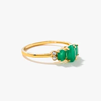 Three Stone Emerald Ring 10K Yellow Gold