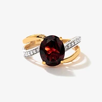 Garnet Ring 10K Yellow and White Gold