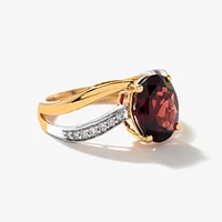 Garnet Ring 10K Yellow and White Gold