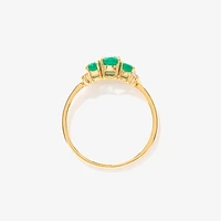 Three Stone Emerald Ring 10K Yellow Gold