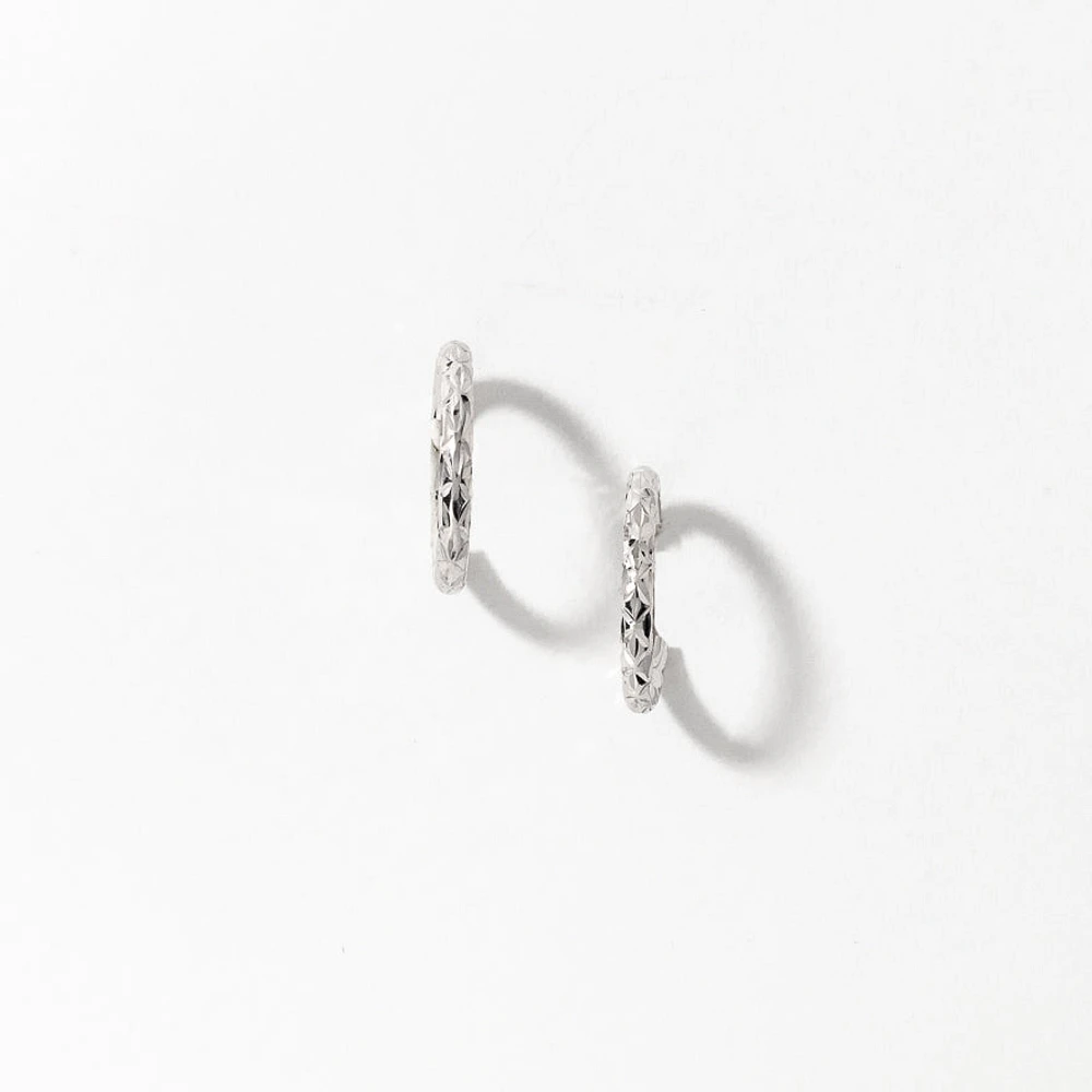 Diamond Cut Hoop Earrings in 10K White Gold