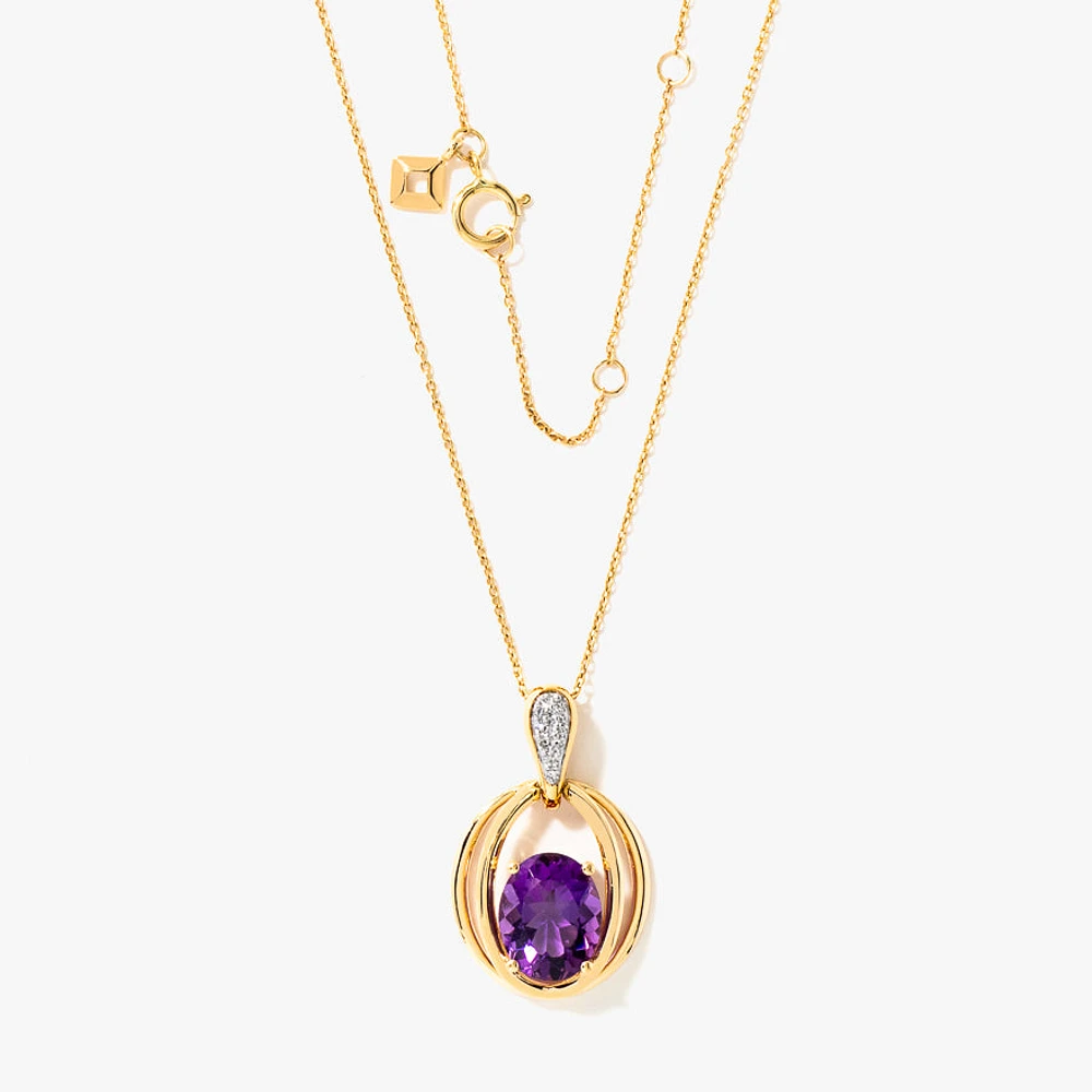 Amethyst Pendant Necklace in 10K Yellow Gold