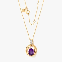 Amethyst Pendant Necklace in 10K Yellow Gold