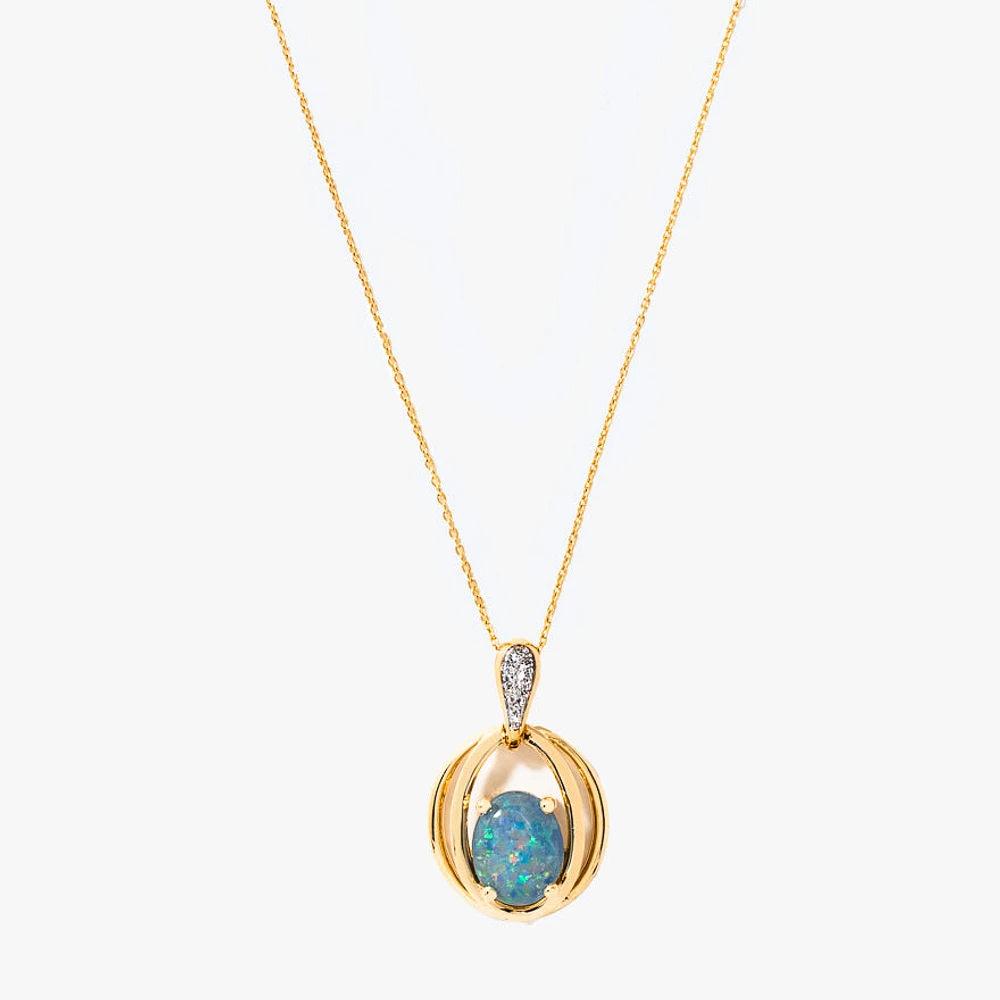 Dark Opal Necklace in 10K Yellow Gold