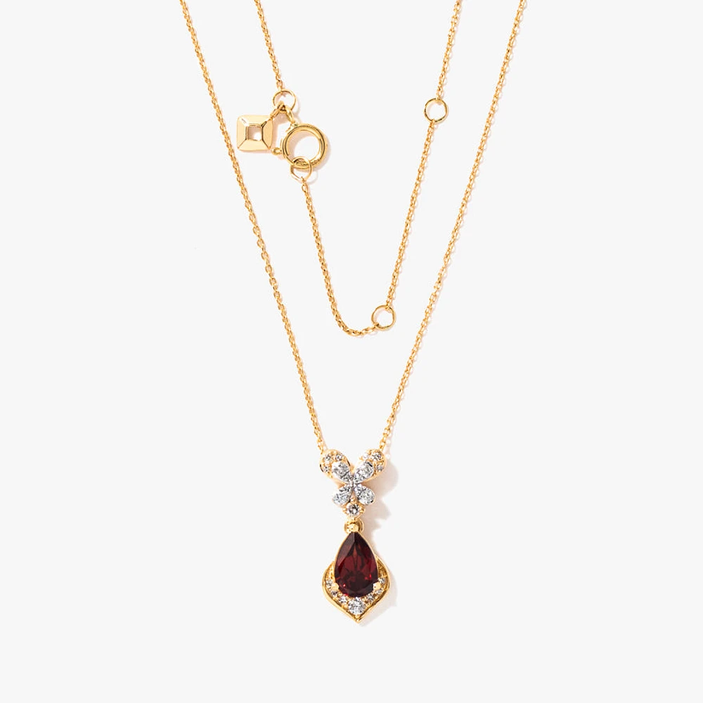 Garnet Necklace in 10K Yellow Gold