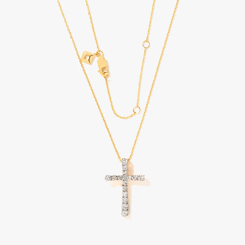 10K Yellow Gold Diamond Cross Pendant (0.50ct tw)