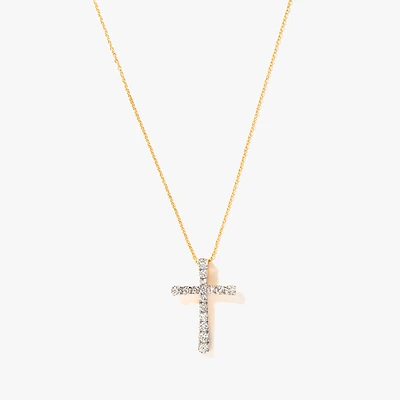 10K Yellow Gold Diamond Cross Pendant (0.50ct tw)