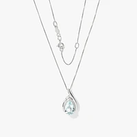 Aquamarine Pendant Necklace in 10K White Gold