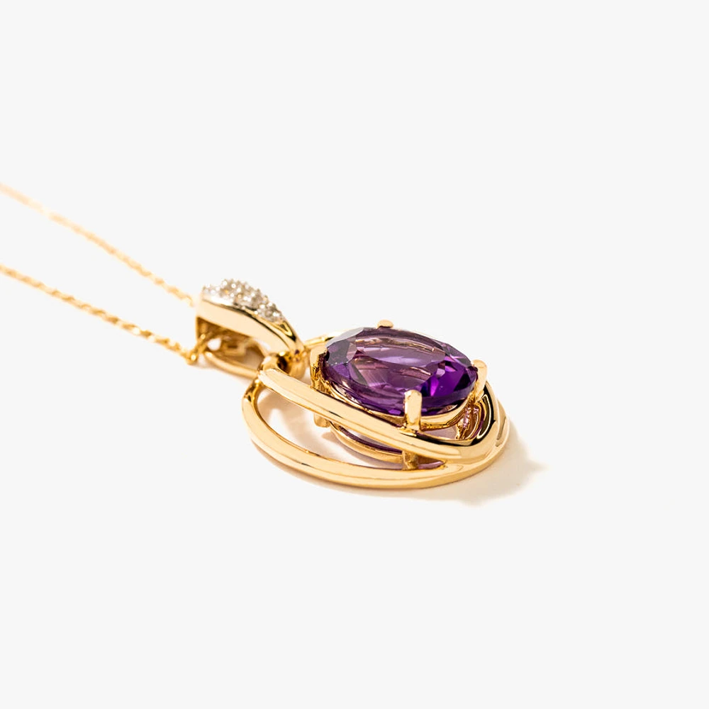 Amethyst Pendant Necklace in 10K Yellow Gold