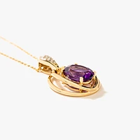 Amethyst Pendant Necklace in 10K Yellow Gold