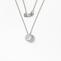 Lab Grown Diamond Cluster Necklace in 14K White Gold (1.02 ct tw)