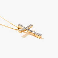 10K Yellow Gold Diamond Cross Pendant (0.50ct tw)