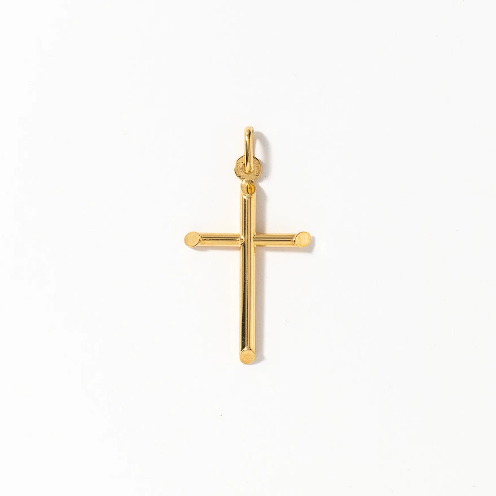 Tube Cross Pendant in 10K Italian Yellow Gold